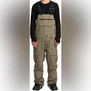Volcom Men's Roan Bob Overall Khaki Snow Bib Pants Size Medium Worn 2x